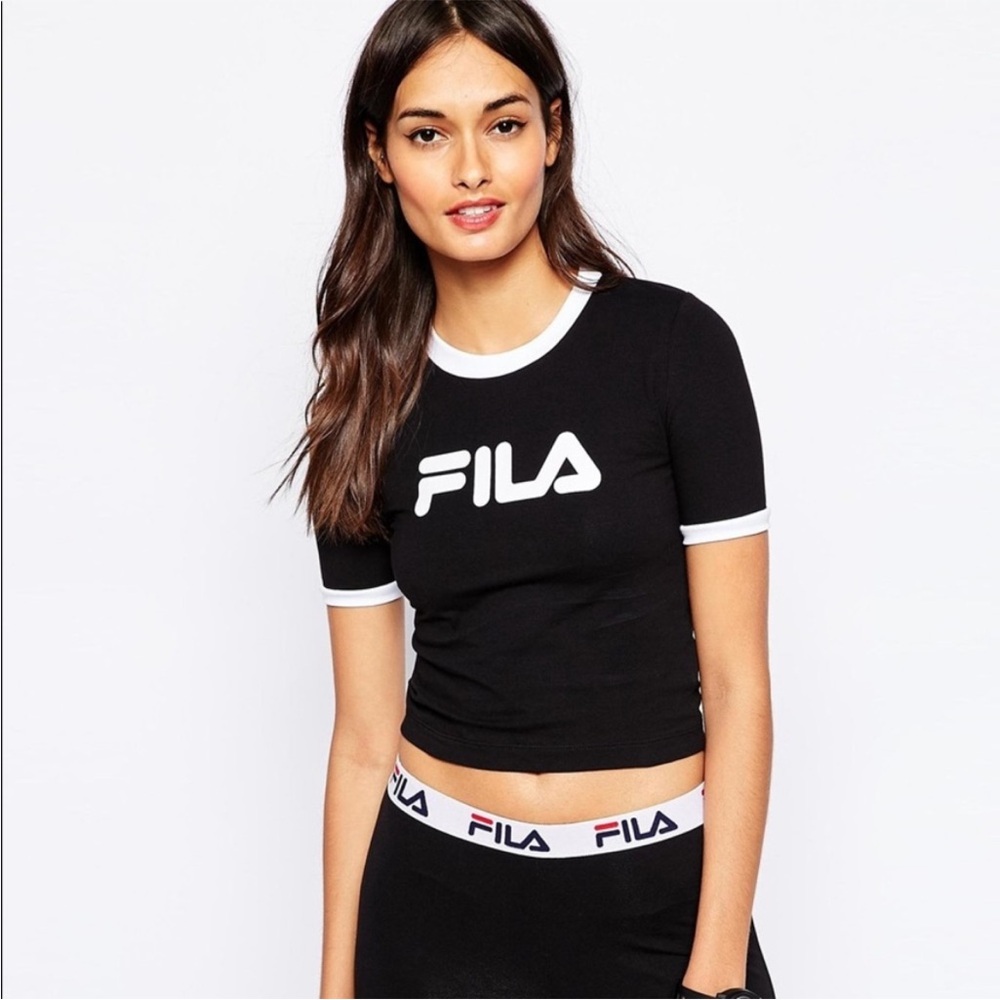 Fila cropped cotton t shirt